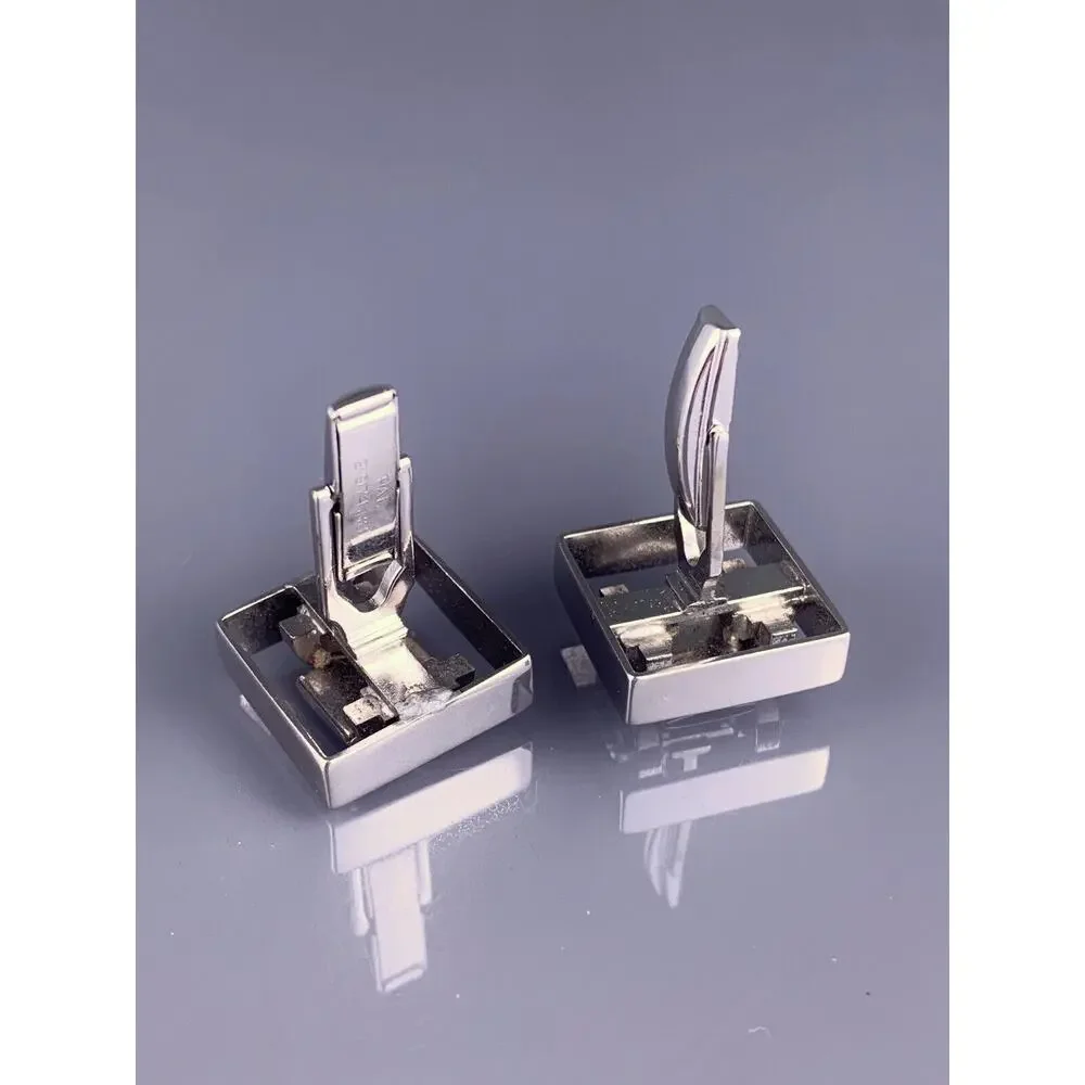 Trojan Gladiator Warrior Cufflinks Silver Tone Intaglio Hematite Gray Vintage